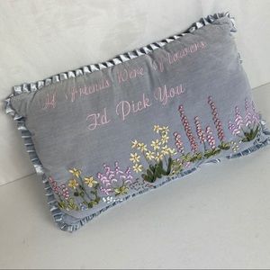 Embroidered Little Pillow by Two's Company